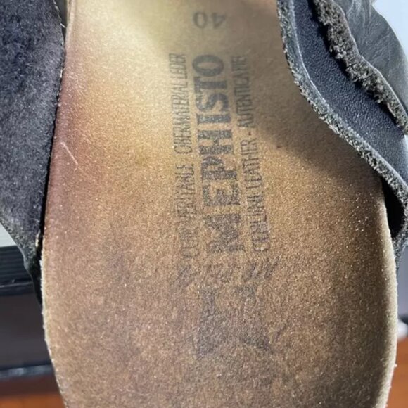 Mephisto Women's Strappy Sandals Black Leather Buckle Slip On Size 40 EU/10 US - Picture 7 of 8